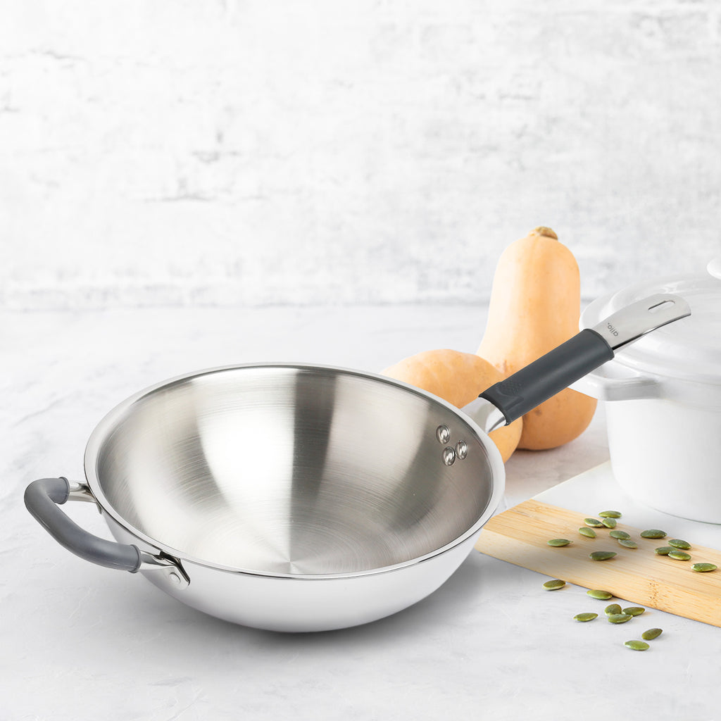 4.5L Allo CookSafe TriPly Wok | Stainless Steel | Induction Friendly | 28cm