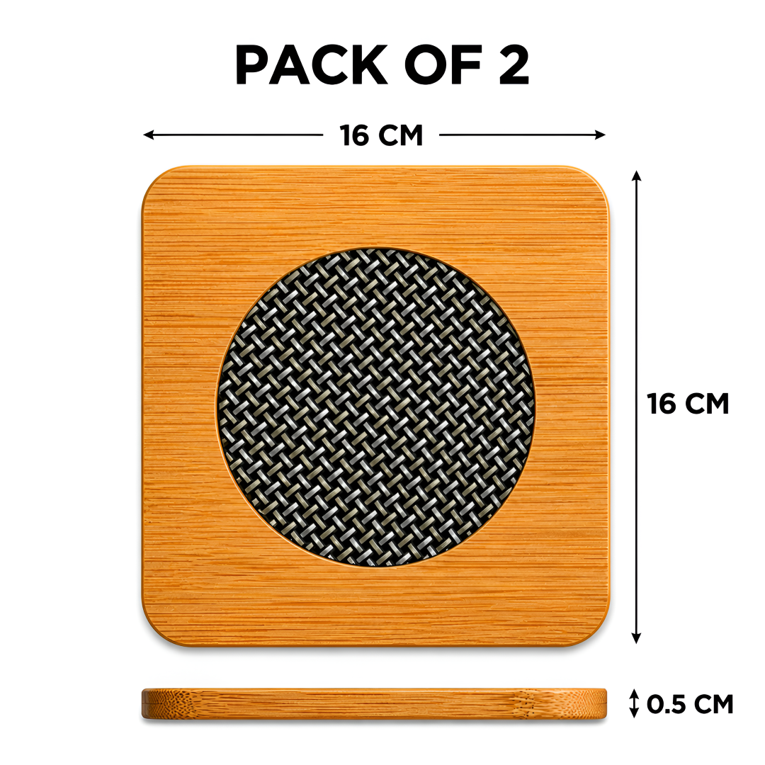 Allo Eco-Friendly Wooden Coasters Set of 2 | Heat Resistant Pad for Kadhai, Tawa, Pan & Pots | Kitchen Heat Protector