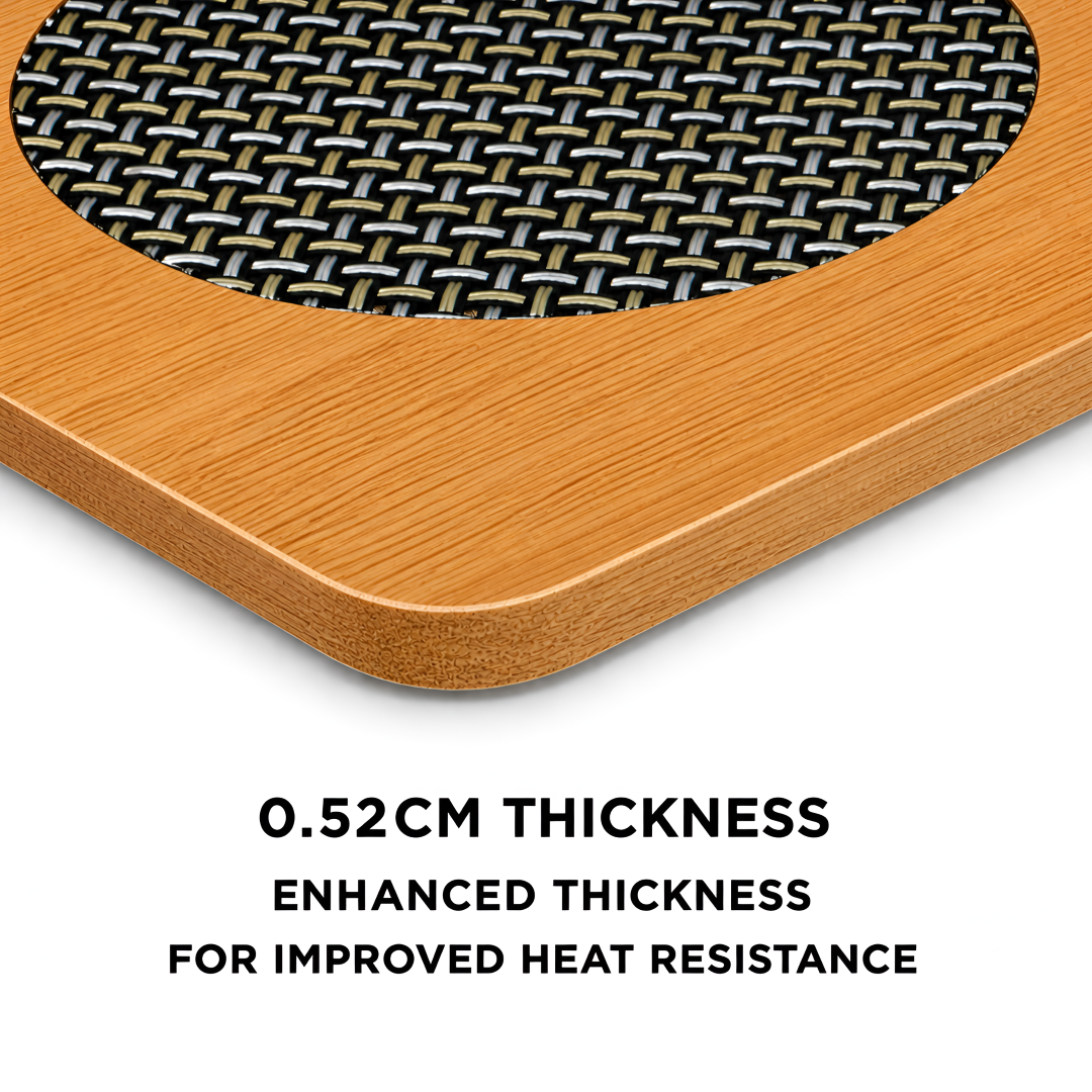 Allo Eco-Friendly Wooden Coasters Set of 2 | Heat Resistant Pad for Kadhai, Tawa, Pan & Pots | Kitchen Heat Protector