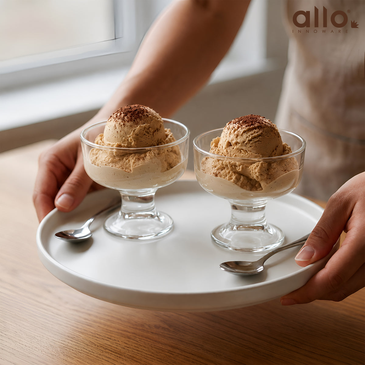 Allo Glass Ice Cream Bowl Set Of 6, 240 ml, Dessert Glasses For Icecream, Pudding, Candy, Snacks, Dates, Dry Fruit | Cups For Gifting And Serving, Gift Set Packaging | Classic Dessert Coupe Glass Bowl