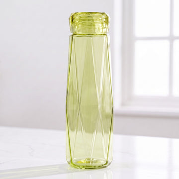 Allo Glass Water Bottle For Women & Men, 450 ml, Aesthetic H2O Bottles For Drinking Detox Water, Juice, Milk, Soda | 0.4 Ltr Bottle For Fridge, Storage, Home | Gift Set Packaging | Geometric Yellow