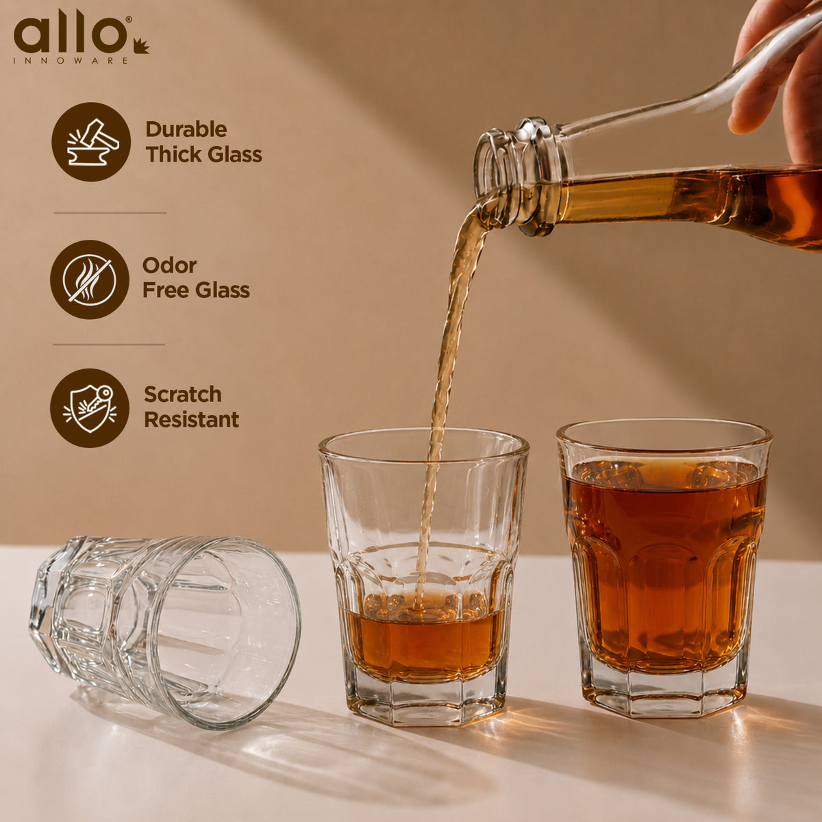 Allo Shot Glasses Set Of 6, 40 ml, Small Glass For Vodka, Tequila, Liquor, Wine, Party, Bar | Gift Set Packaging | Transparent | Vintage Shot Glass
