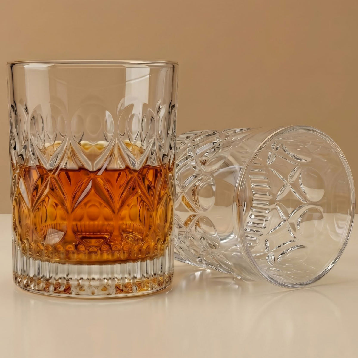 Allo Glass Set Of 6 Premium Whisky Glasses, 300 ml, For Drinking Water, Wine, Cocktail, Mocktail, Martini, Liquor, Alcohol, Scotch, Bourbon | Gift Set Packaging | Transparent Crown Cut Whiskey Glass
