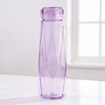 Allo Glass Water Bottle For Women & Men, 450 ml, Aesthetic H2O Bottles For Drinking Detox Water, Juice, Milk, Soda | 0.4 Ltr Bottle For Fridge, Storage, Home | Gift Set Packaging | Geometric Purple