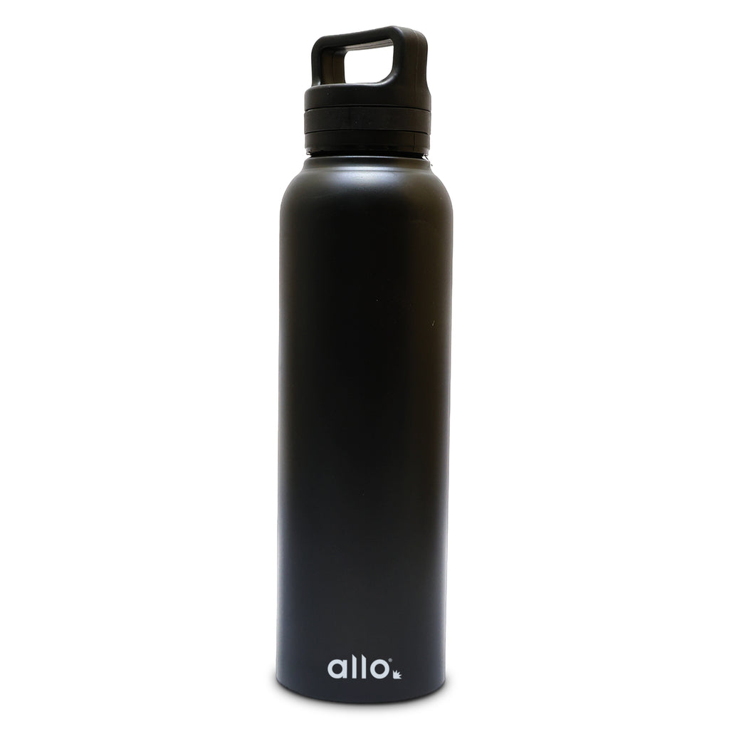 Allo Steel Water Bottles Stainless Steel Sipper Water Bottle for adults, kids 1 Litre Water Bottles for School, Office, Sports, Gym 1L Water Bottle for Men and women, Black 1000ml