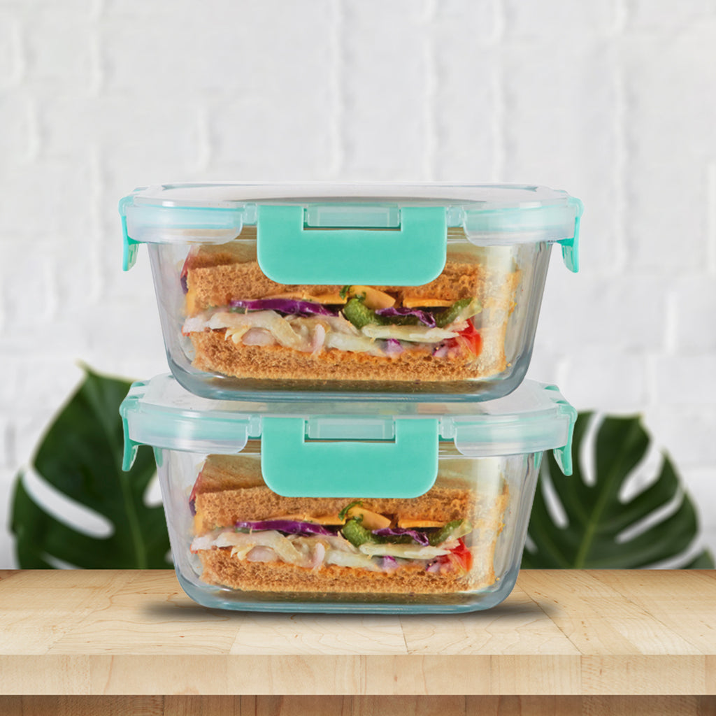800ml x 2 Allo FoodSafe Microwave Oven Safe Glass Container with Break Free Detachable Lock