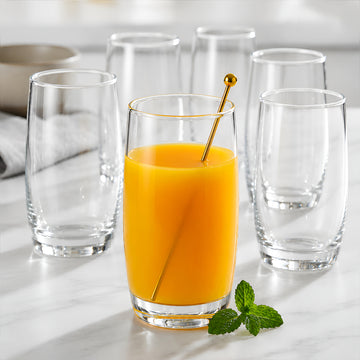 Allo Premium Glass Set Of 6, 250 ml, Latest Design Glasses For Water, Juice, Whisky, Cold Drink | Perfect For Home, Restaurants & Parties, Gift Set Packaging | Transparent Tapered Glass