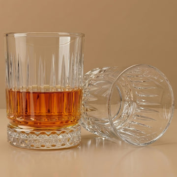Allo Glass Set Of 6 Premium Whisky Glasses, 300 ml, For Drinking Water, Wine, Cocktail, Mocktail, Martini, Liquor, Alcohol, Scotch, Bourbon | Gift Set Packaging | Transparent Diamond Lattice Cut Glass