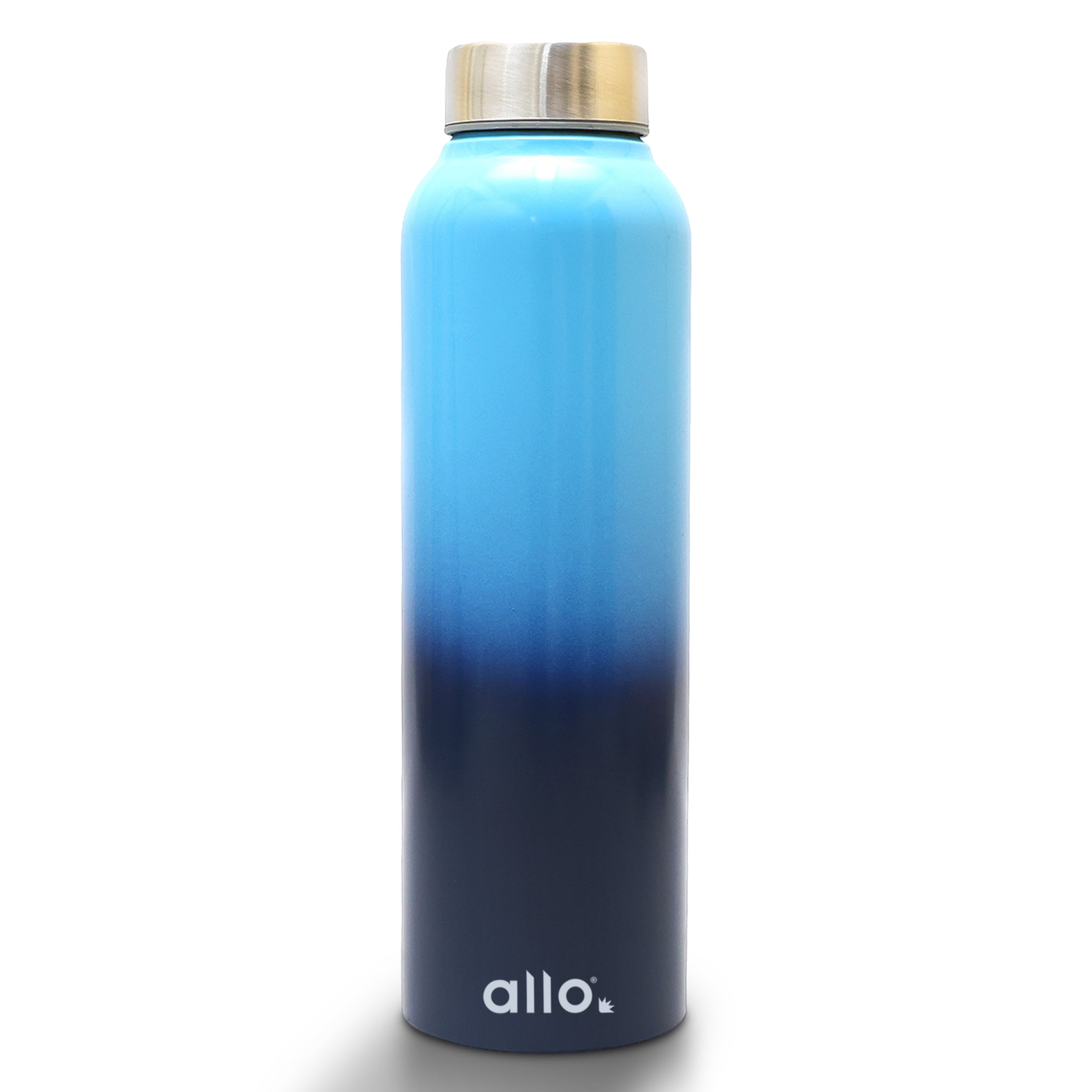 Allo Steel Water Bottles Stainless Steel Sipper Water Bottle for adults, kids 0.95 Litre Water Bottles for School, Office, Sports, Gym 950ML Water Bottle for Men and women, Light & Dark Blue 950ml