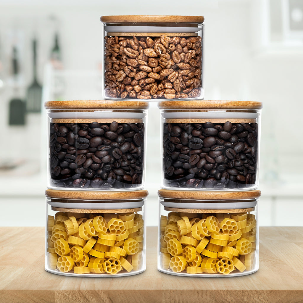 Allo 300ML Kitchen Storage Box Glass Jars With Wooden Lids