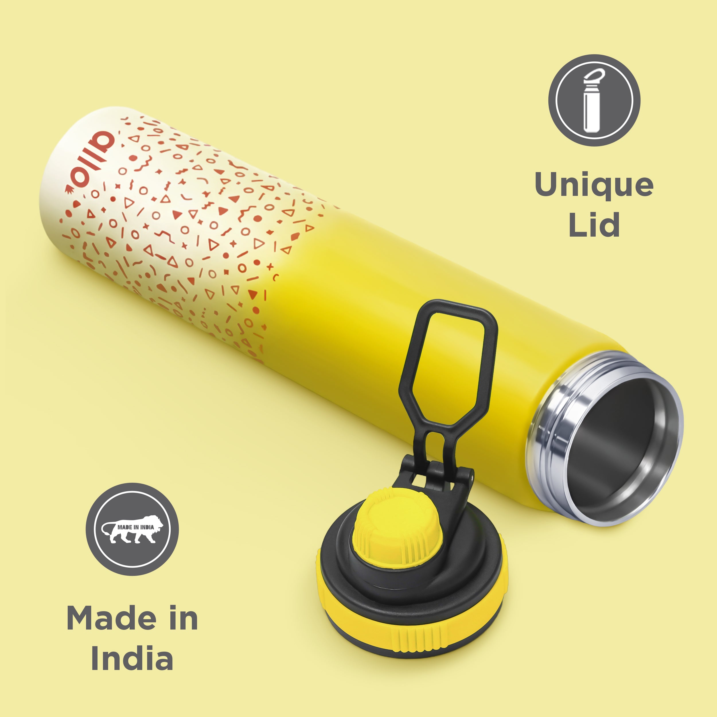 Allo Steel Water Bottles Stainless Steel Sipper Water Bottle for adults, kids 1 Litre Water Bottles for School, Office, Sports, Gym 1L Water Bottle for Men and women, Pack Of 2 | Yellow White 850ml