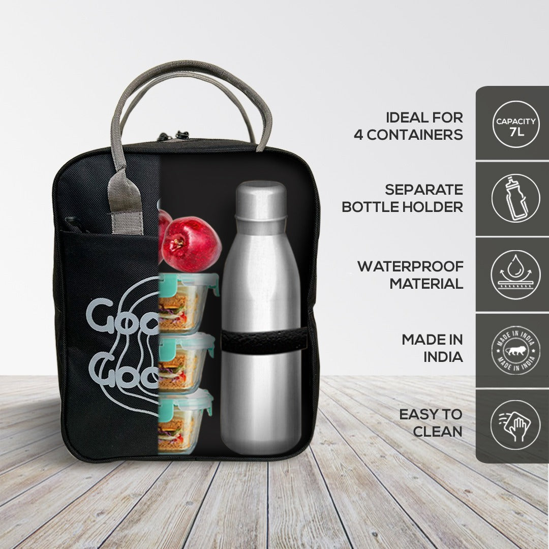 Allo Lunch Bag for Office, School & College, Washable Unisex Tiffin Bag for Men, Women & Kids, Lightweight, Leakproof, Water and Dust Resistant Multipurpose Lunch Bag, Grey (GFGV)