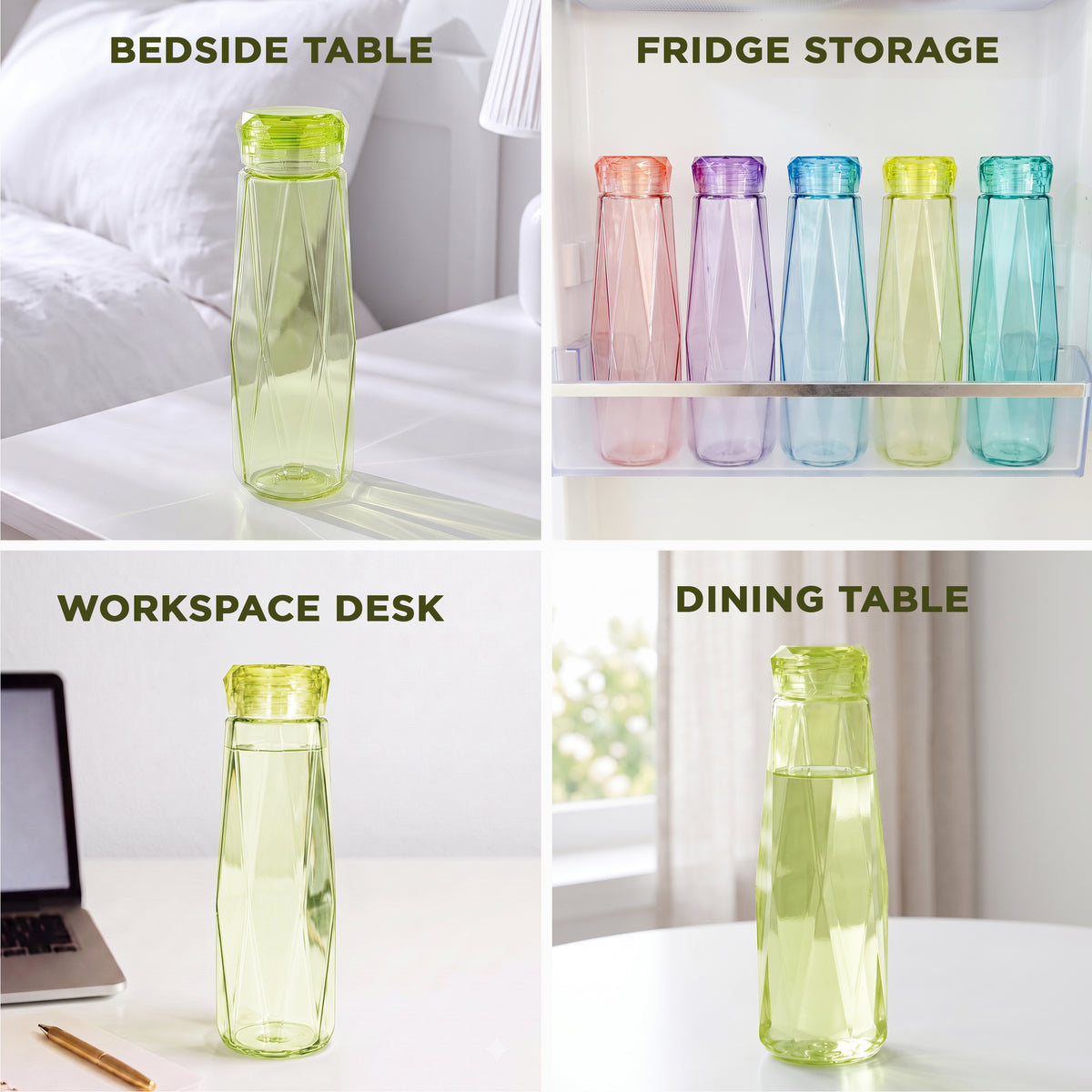 Allo Glass Water Bottle For Women & Men, 450 ml, Aesthetic H2O Bottles For Drinking Detox Water, Juice, Milk, Soda | 0.4 Ltr Bottle For Fridge, Storage, Home | Gift Set Packaging | Geometric Yellow
