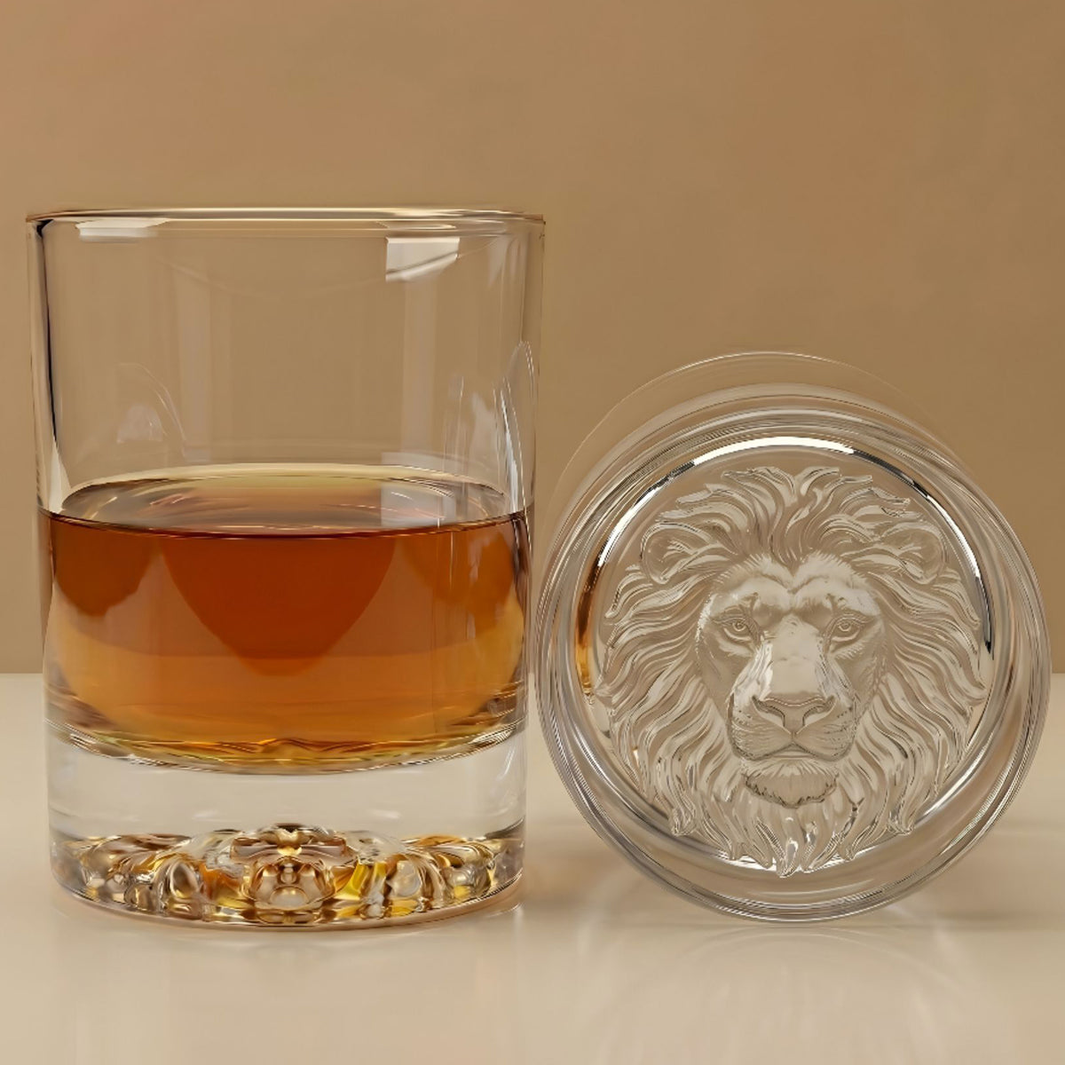 Allo Glass Set Of 6 Premium Whisky Glasses, 310 ml, For Drinking Water, Wine, Cocktail, Mocktail, Martini, Liquor, Alcohol, Scotch, Bourbon | Gift Set Packaging | Transparent Lion Crest Whiskey Glass