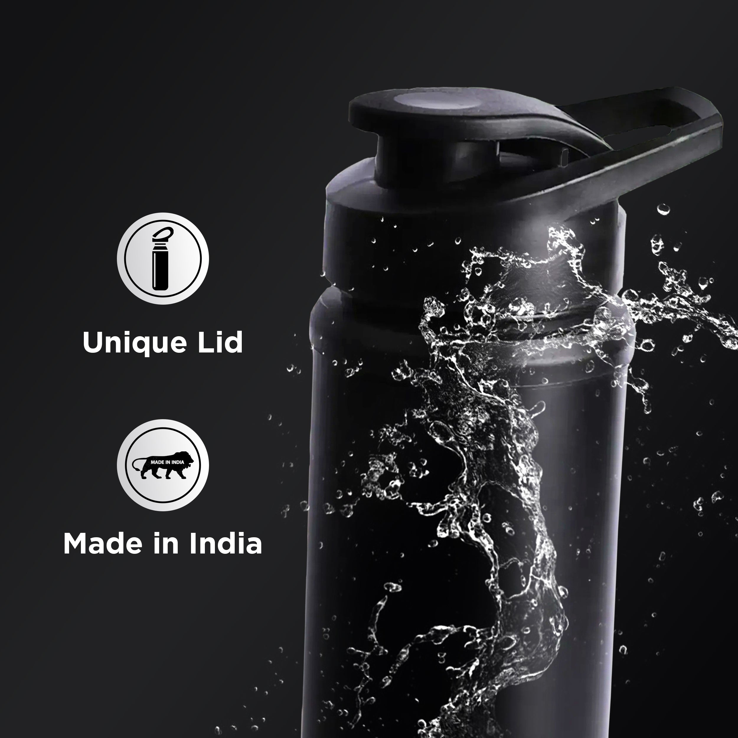 Allo Steel Water Bottles Stainless Steel Sipper Water Bottle for adults, kids 1 Litre Water Bottles for School, Office, Sports, Gym 1L Water Bottle for Men and women, Black 800ml