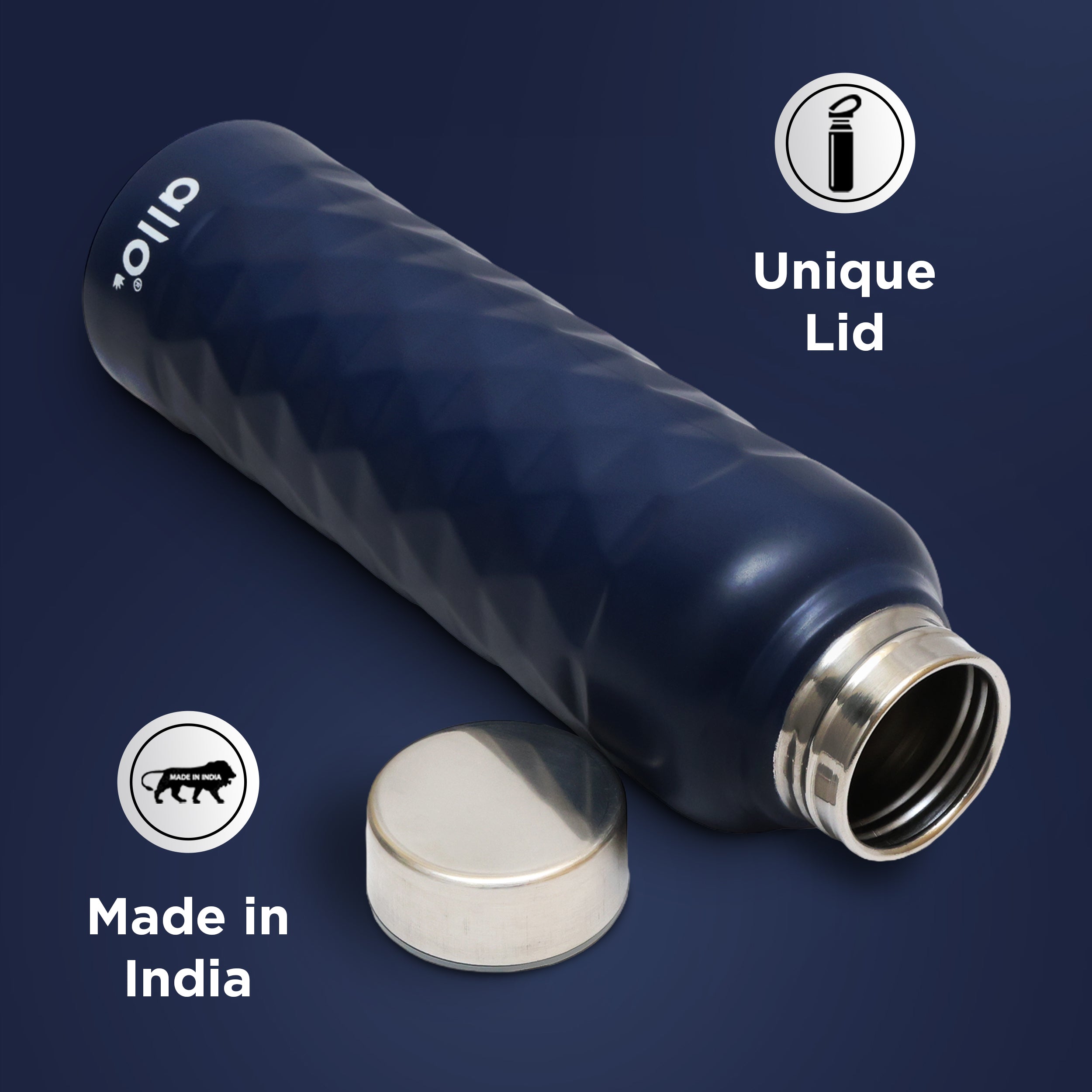Allo Steel Water Bottles Stainless Steel Sipper Water Bottle for adults, kids 0.95 Litre Water Bottles for School, Office, Sports, Gym 950ML Water Bottle for Men and women, Royal Blue 950ml