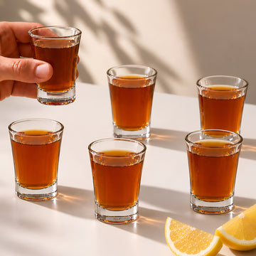 Allo Shot Glasses Set Of 6, 40 ml, Small Glass For Vodka, Tequila, Liquor, Wine, Party, Bar | Gift Set Packaging | Transparent | Classic Straight Edge Shot Glass