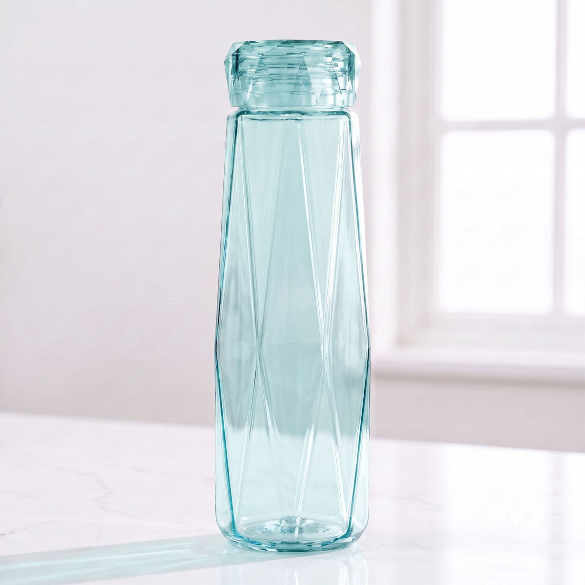 Allo Glass Water Bottle For Women & Men, 450 ml, Aesthetic H2O Bottles For Drinking Detox Water, Juice, Milk, Soda | 0.4 Ltr Bottle For Fridge, Storage, Home | Gift Set Packaging | Geometric Green
