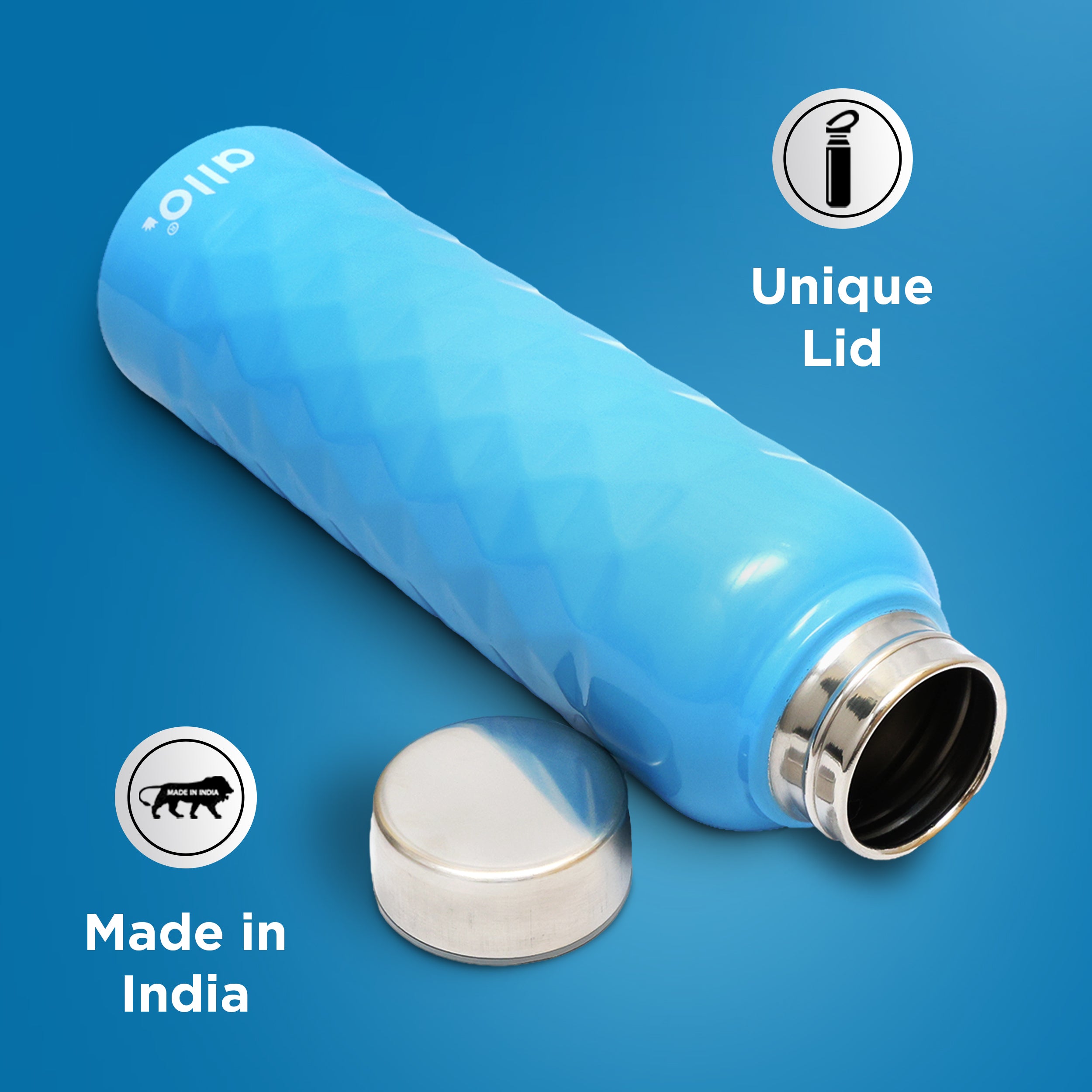 Allo Steel Water Bottles Stainless Steel Sipper Water Bottle for adults, kids 0.95 Litre Water Bottles for School, Office, Sports, Gym 950ML Water Bottle for Men and women,True Blue 950ml