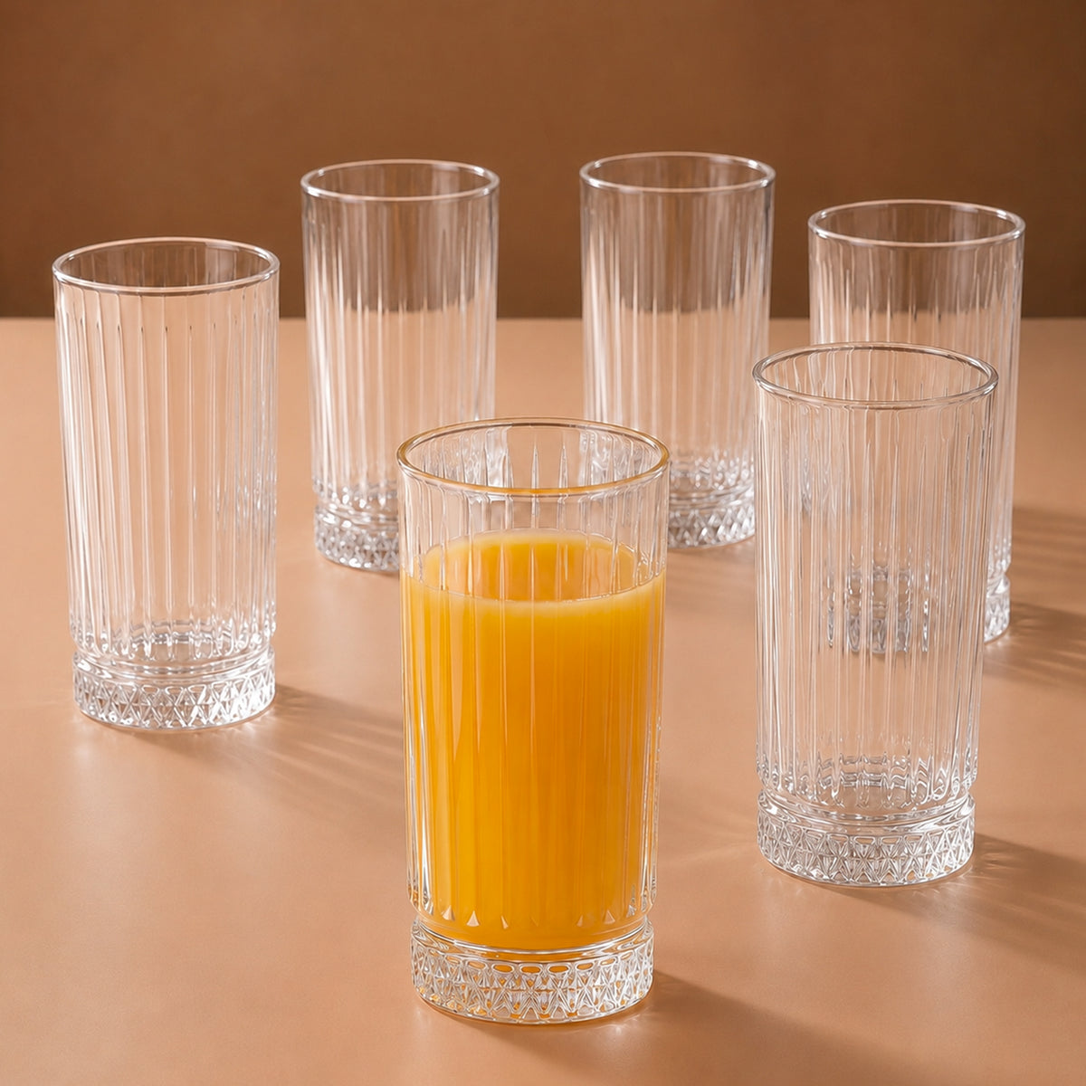 Allo Premium Glass Set Of 6, 300 ml, Latest Design Glasses For Water, Juice, Whisky, Cold Drink | Lead Free | Perfect For Home & Parties, Gift Set Packaging | Transparent Diamond Base Glass