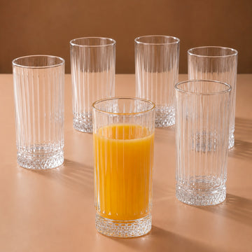 Allo Premium Glass Set Of 6, 300 ml, Latest Design Glasses For Water, Juice, Whisky, Cold Drink | Lead Free | Perfect For Home & Parties, Gift Set Packaging | Transparent Diamond Base Glass