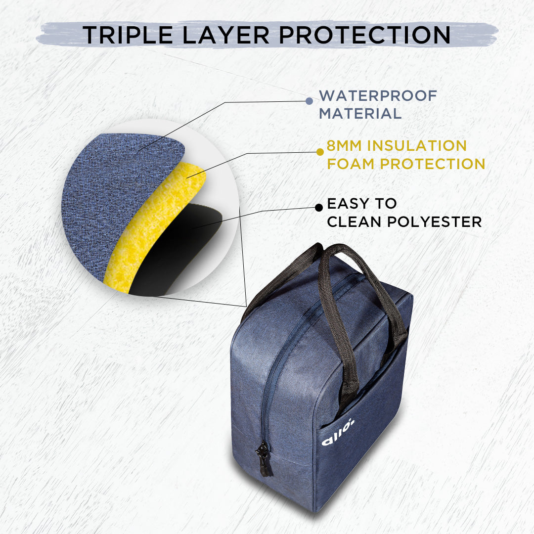 Allo Lunch Bag for Office, School & College, Washable Unisex Tiffin Bag for Men, Women & Kids, Lightweight, Leakproof, Water and Dust Resistant Multipurpose Lunch Bag, Royal Blue(FFW)