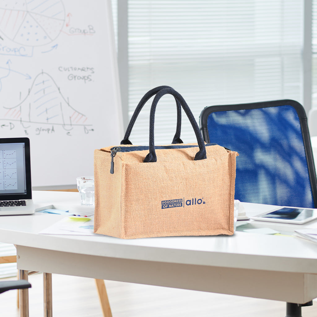Allo Insulated Jute Bag for Lunch Box for Men, Women Kids, Water