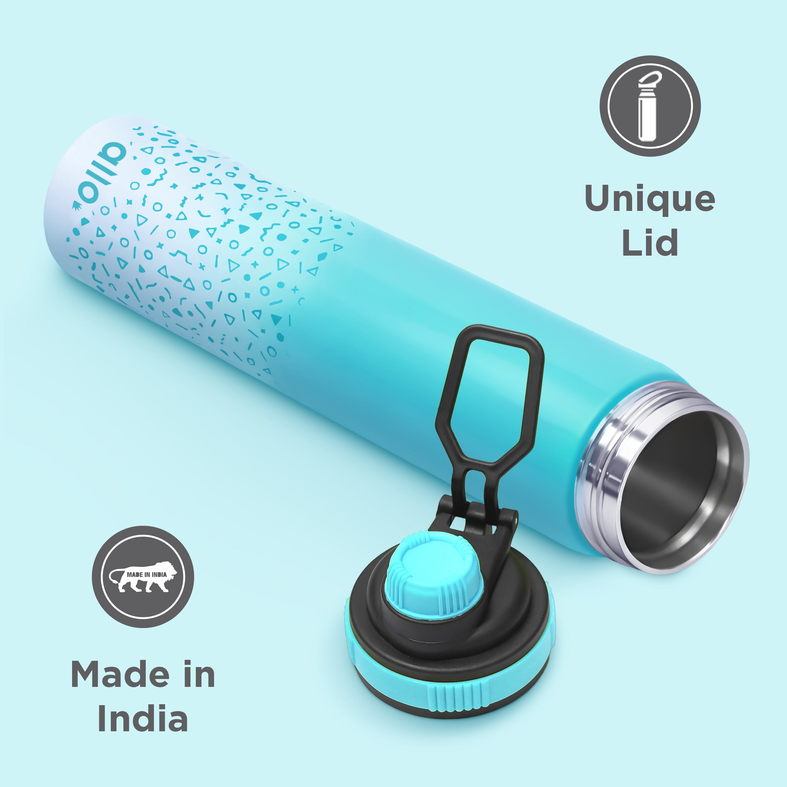 Allo Stainless Steel Sipper Water Bottle for adults,kids 1 Litre Water Bottles for School, Office,Sports, Gym 1L Water Bottle for Men & women, Pack Of 2, Blue White & Yellow White 850ml