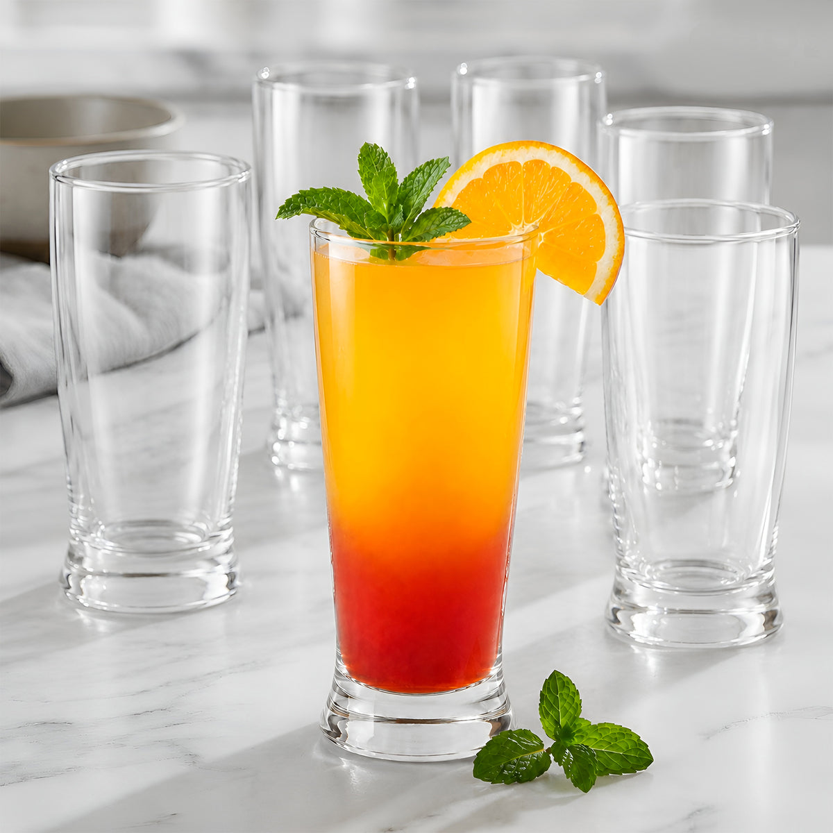 Allo Premium Glass Set Of 6, 310 ml, Latest Design Glasses For Water, Juice, Whisky, Cold Drink | Perfect For Home, Restaurants & Parties, Gift Set Packaging | Transparent Pedestal Glass