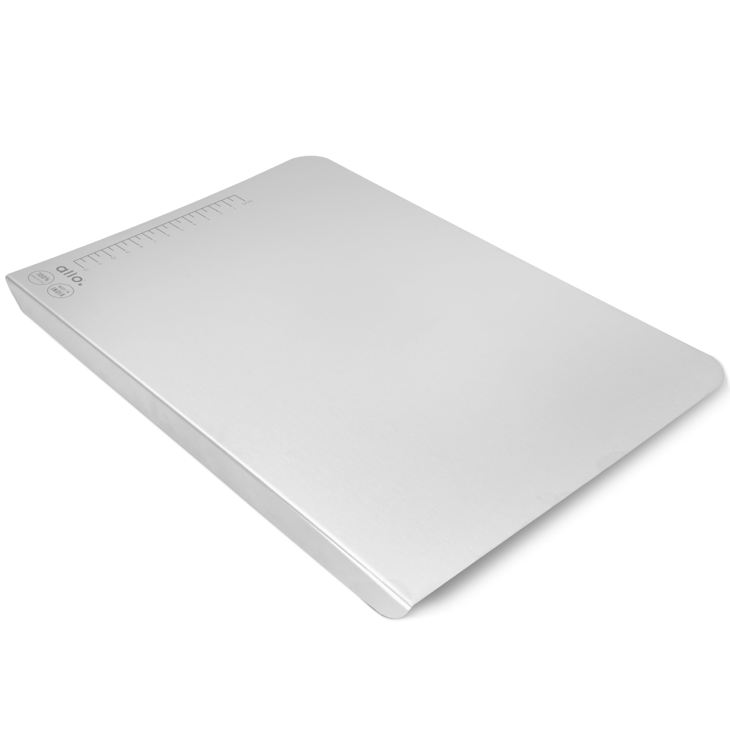 Allo Premium Stainless Steel Chopping Board Countertop (40 x 32 cm) – Large Heavy-Duty Metal Cutting Board for Kitchen, Knife Friendly | Vegetable & Fruit Cutter Pad