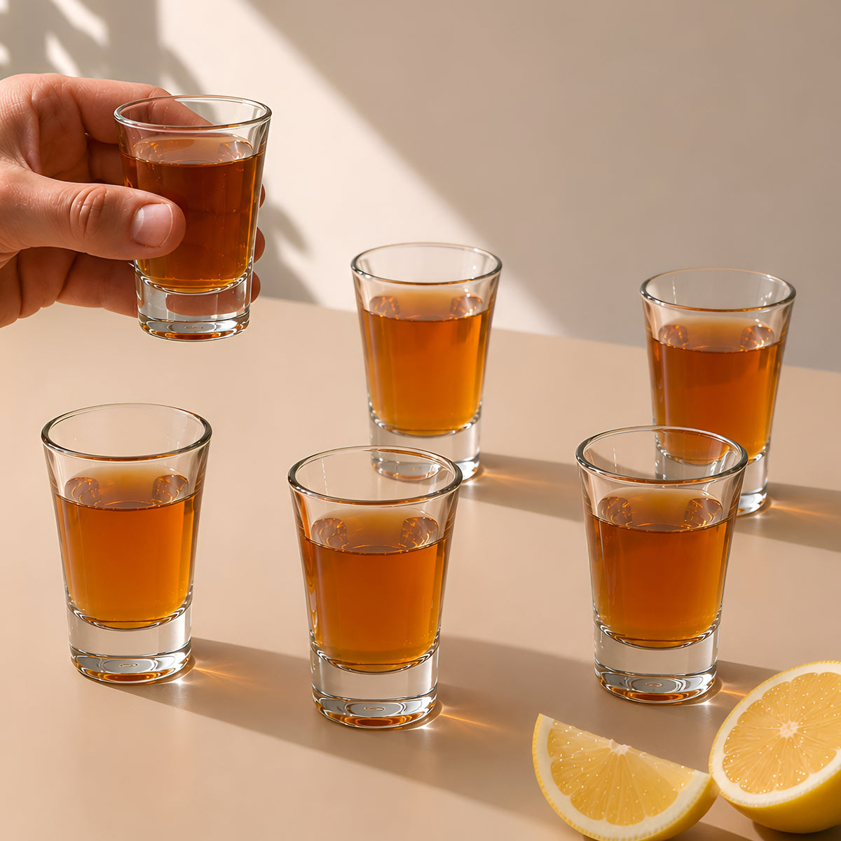 Allo Shot Glasses Set Of 6, 40 ml, Small Glass For Vodka, Tequila, Liquor, Wine, Party, Bar | Gift Set Packaging | Transparent | Classic Curved Edge Shot Glass