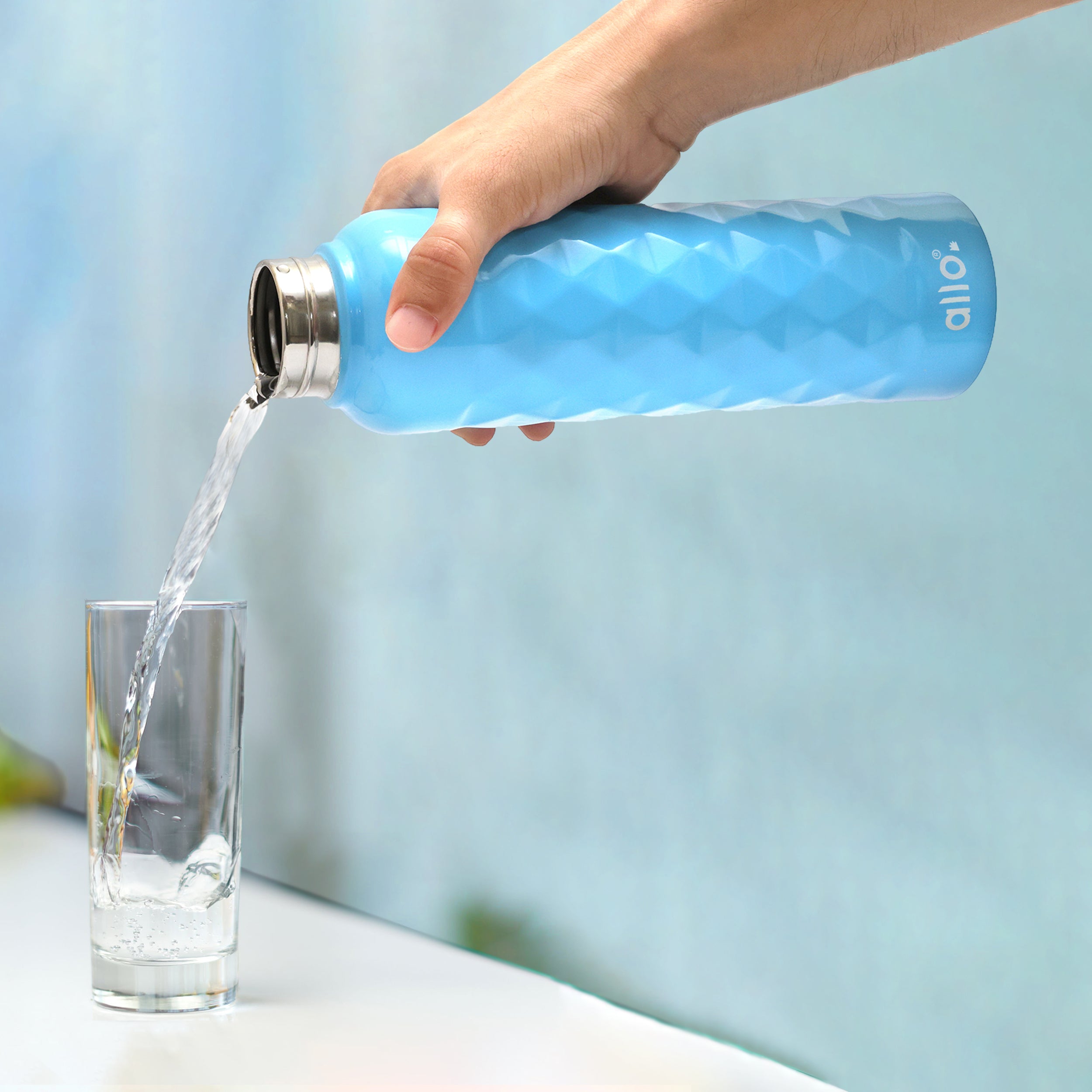 Allo Steel Water Bottles Stainless Steel Sipper Water Bottle for adults, kids 0.95 Litre Water Bottles for School, Office, Sports, Gym 950ML Water Bottle for Men and women,True Blue 950ml
