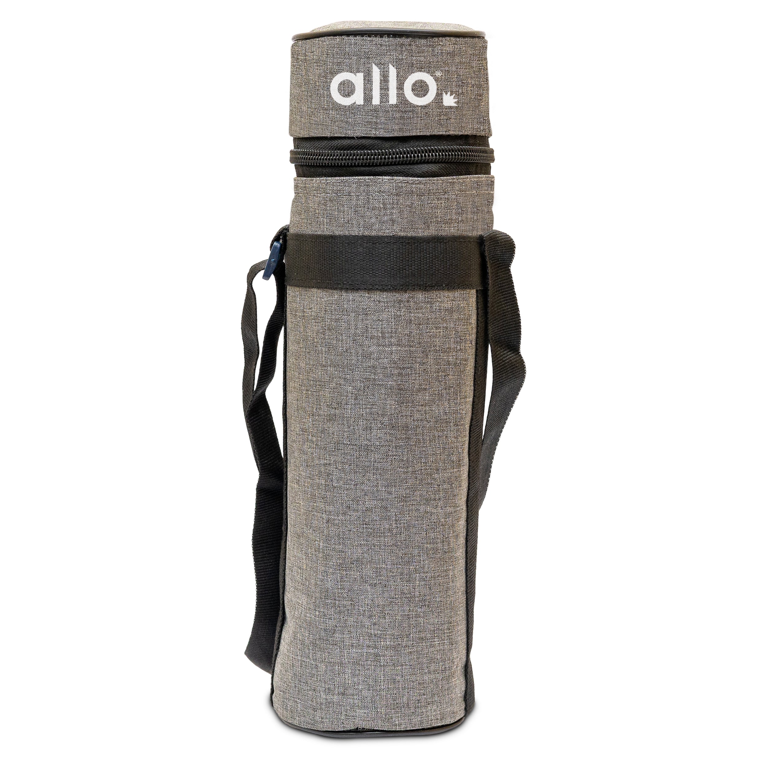 Allo Polyester Thermal Insulated 1L Bottle Cover – Water-Proof Modern Carrier Sleeve with Adjustable Shoulder Handle & Zipper Closure for Travel, Hiking, Office & School, CANVAS GREY