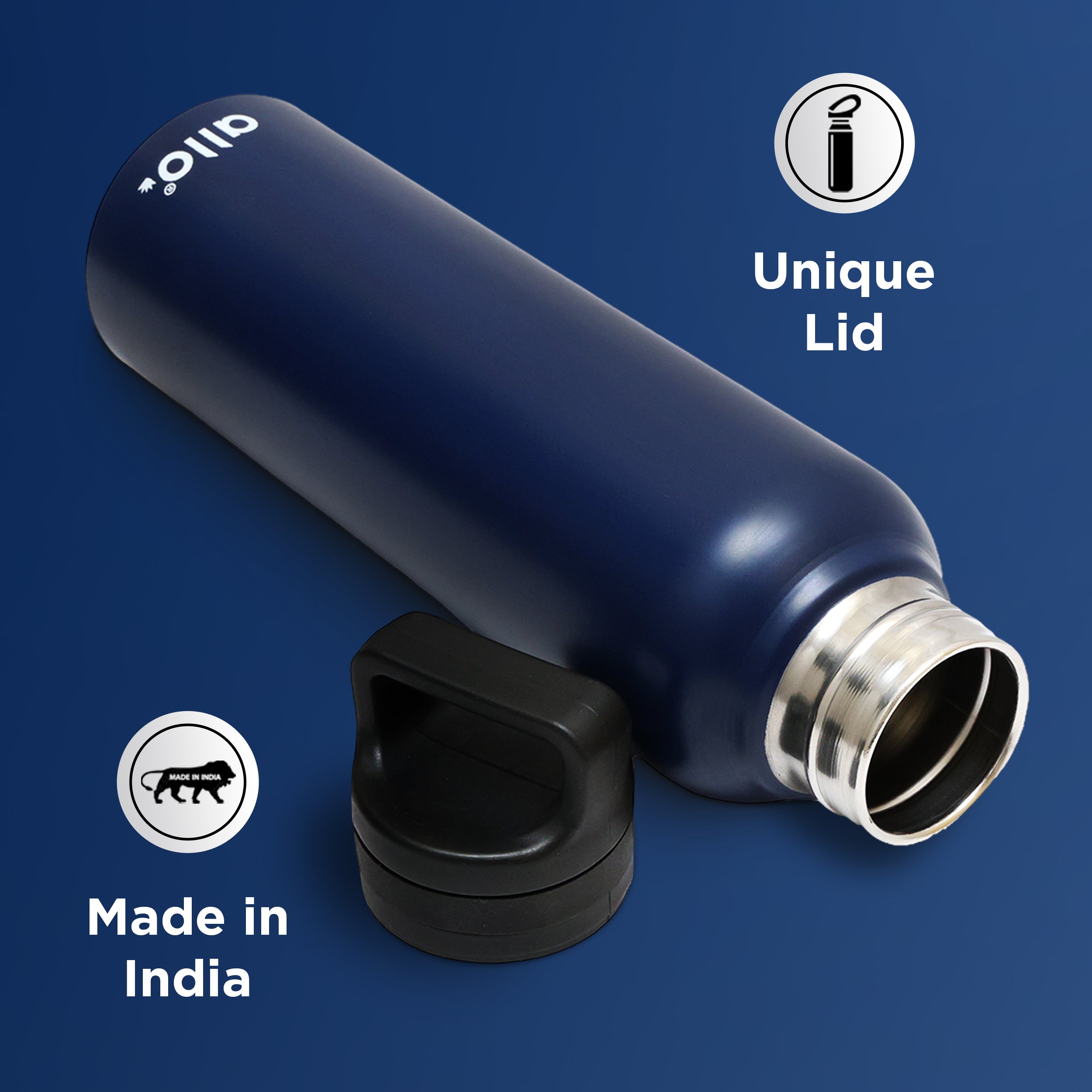 Allo Steel Water Bottles Stainless Steel Sipper Water Bottle for adults, kids 0.95 Litre Water Bottles for School, Office, Sports, Gym 950ML Water Bottle for Men and women, Royal Blue 950ml