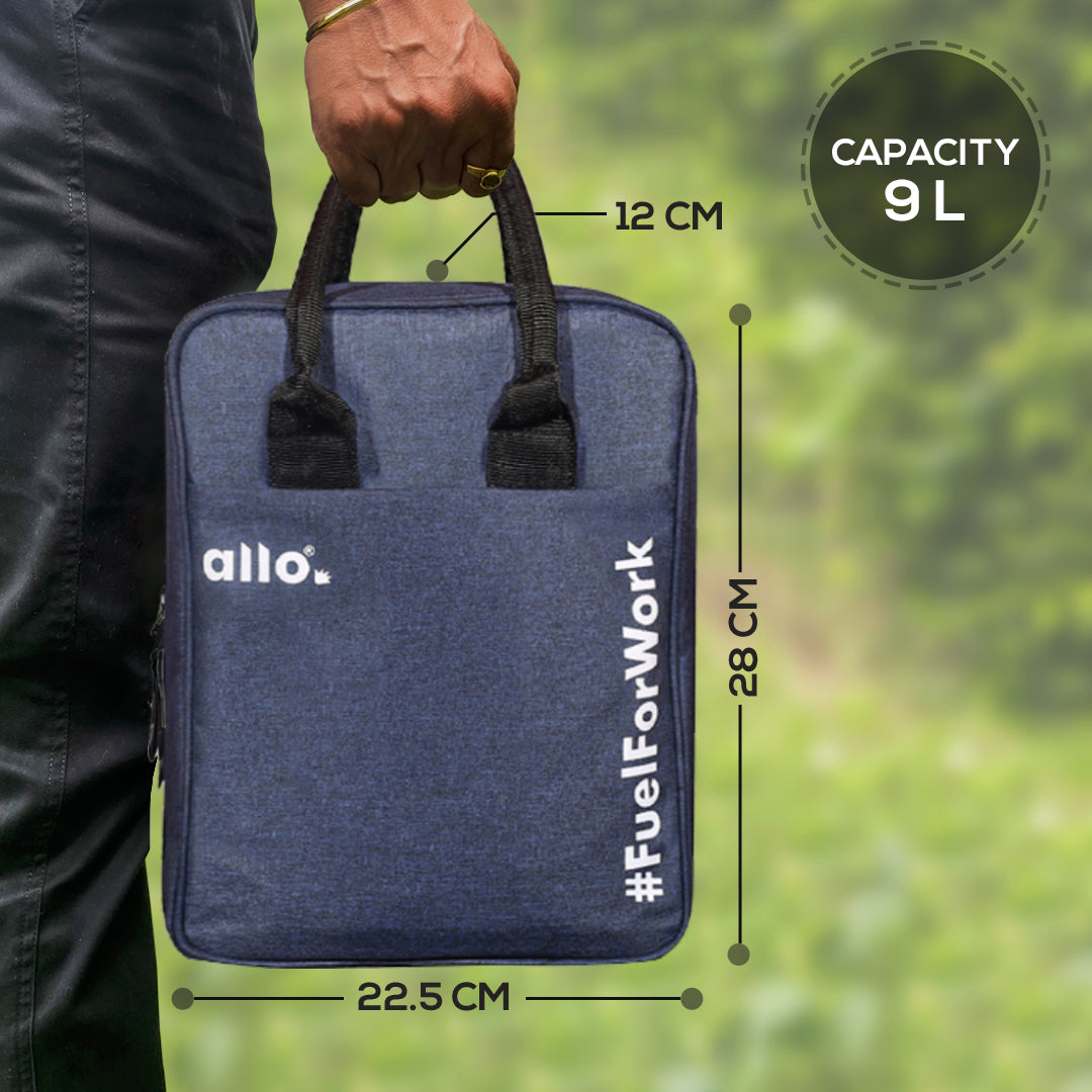 Allo Lunch Bag for Office, School & College, Washable Unisex Tiffin Bag for Men, Women & Kids, Lightweight, Leakproof, Water and Dust Resistant Multipurpose Lunch Bag, Royal Blue(FFW)