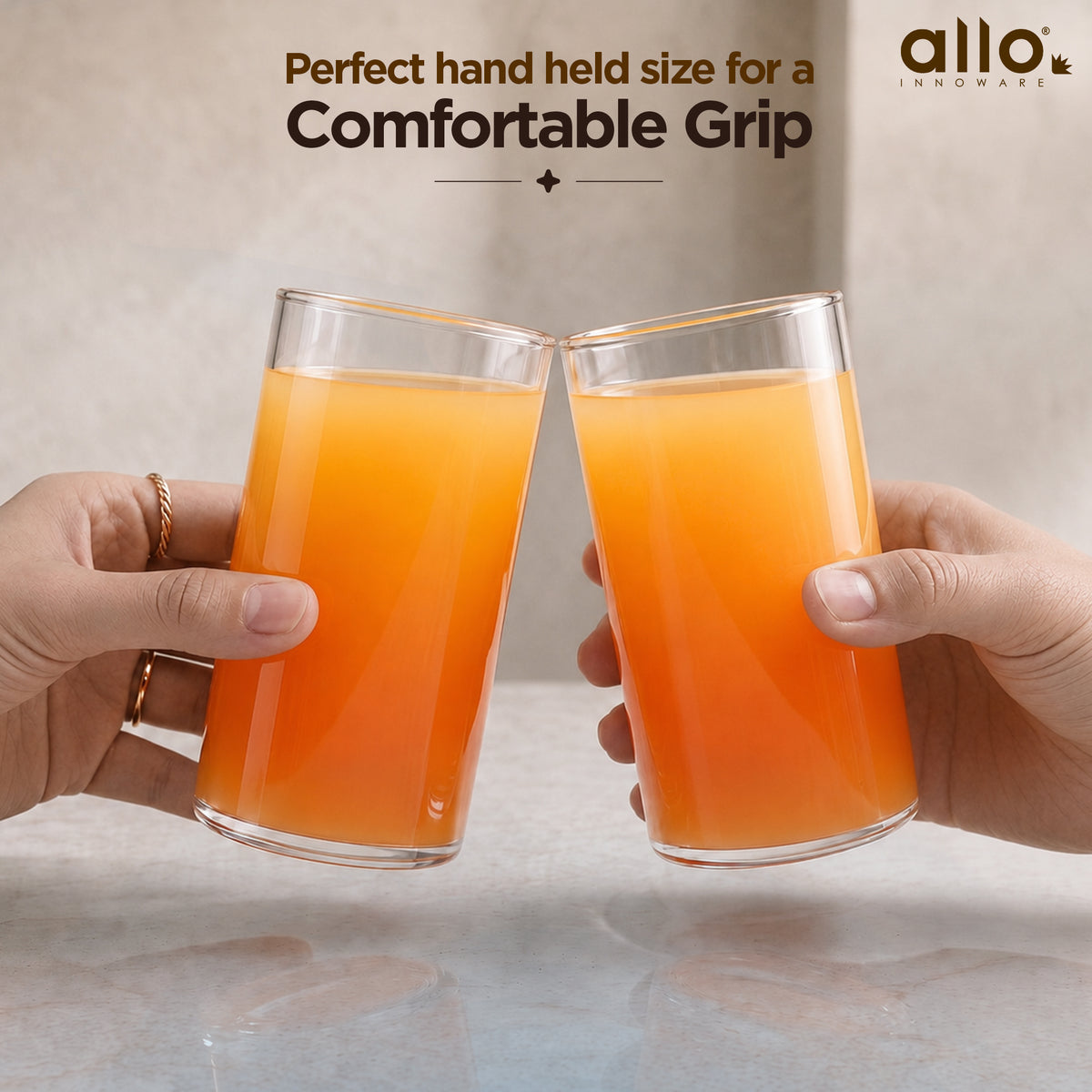 Allo Premium Glass Set Of 6, 342 ml, Latest Design Glasses For Water, Juice, Whisky, Cold Drink | Perfect For Home, Restaurants & Parties, Gift Set Packaging | Transparent Classic Straight Glass