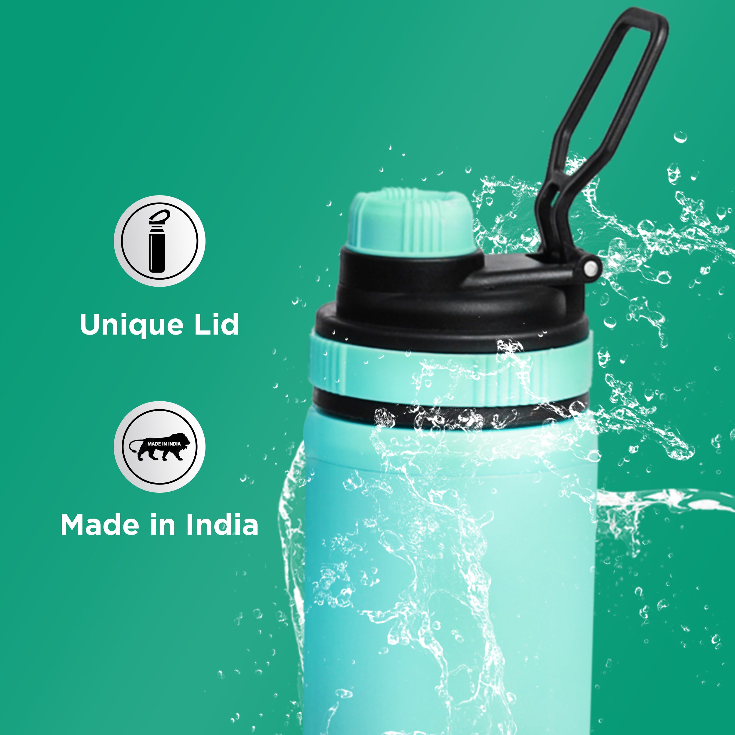 Allo Steel Water Bottles Stainless Steel Sipper Water Bottle for adults, kids 1 Litre Water Bottles for School, Office, Sports, Gym 1L Water Bottle for Men and women, Blue White 600ml