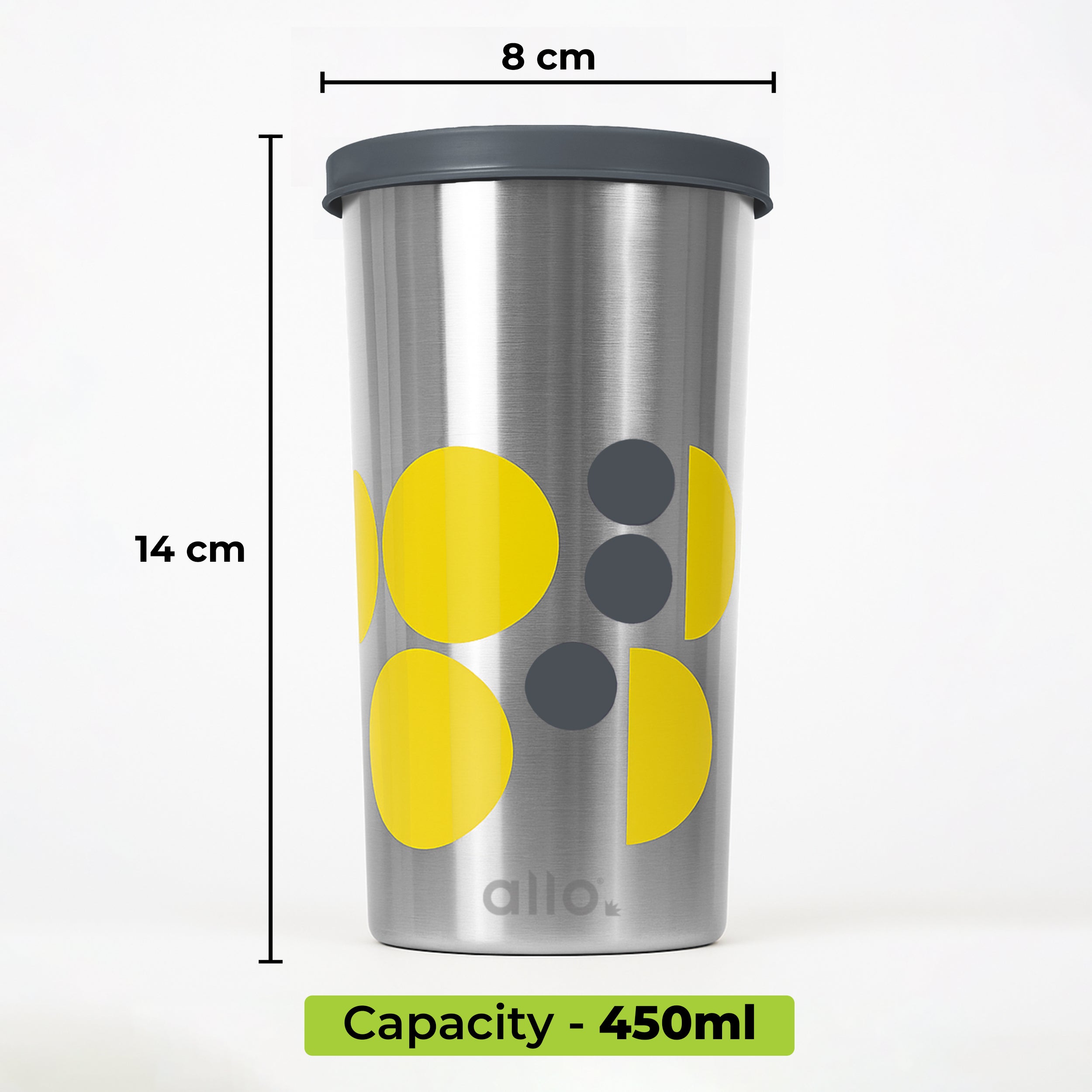 Allo Stainless Steel Lunch Box for Office with Bag, Microwave Safe AirTight & Leak Proof Tiffin for Office, School, College , Set of 3 with Chevron Grey Bag And Steel Tumbler