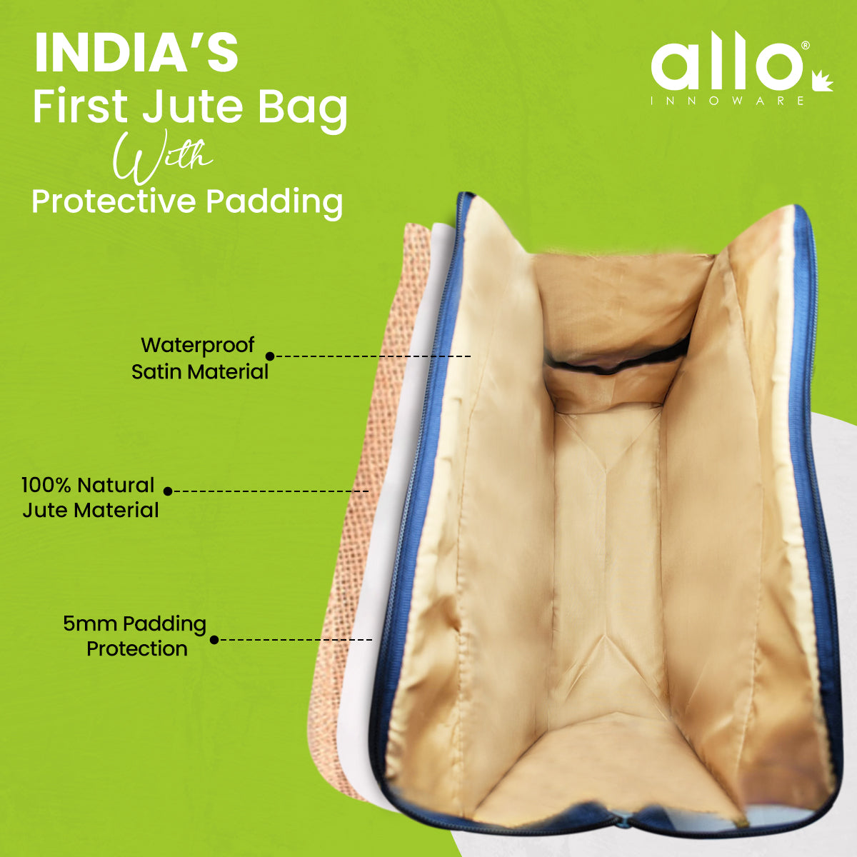 Allo Food Safe Glass Lunch Box with Breakfree Detachable Lock, Microwave Safe Lunch Box Borosilicate Glass Tiffin for Office with Jute Tiffin Bag, Set of 4, 310ml x 2 & 390ml x 2, Beige