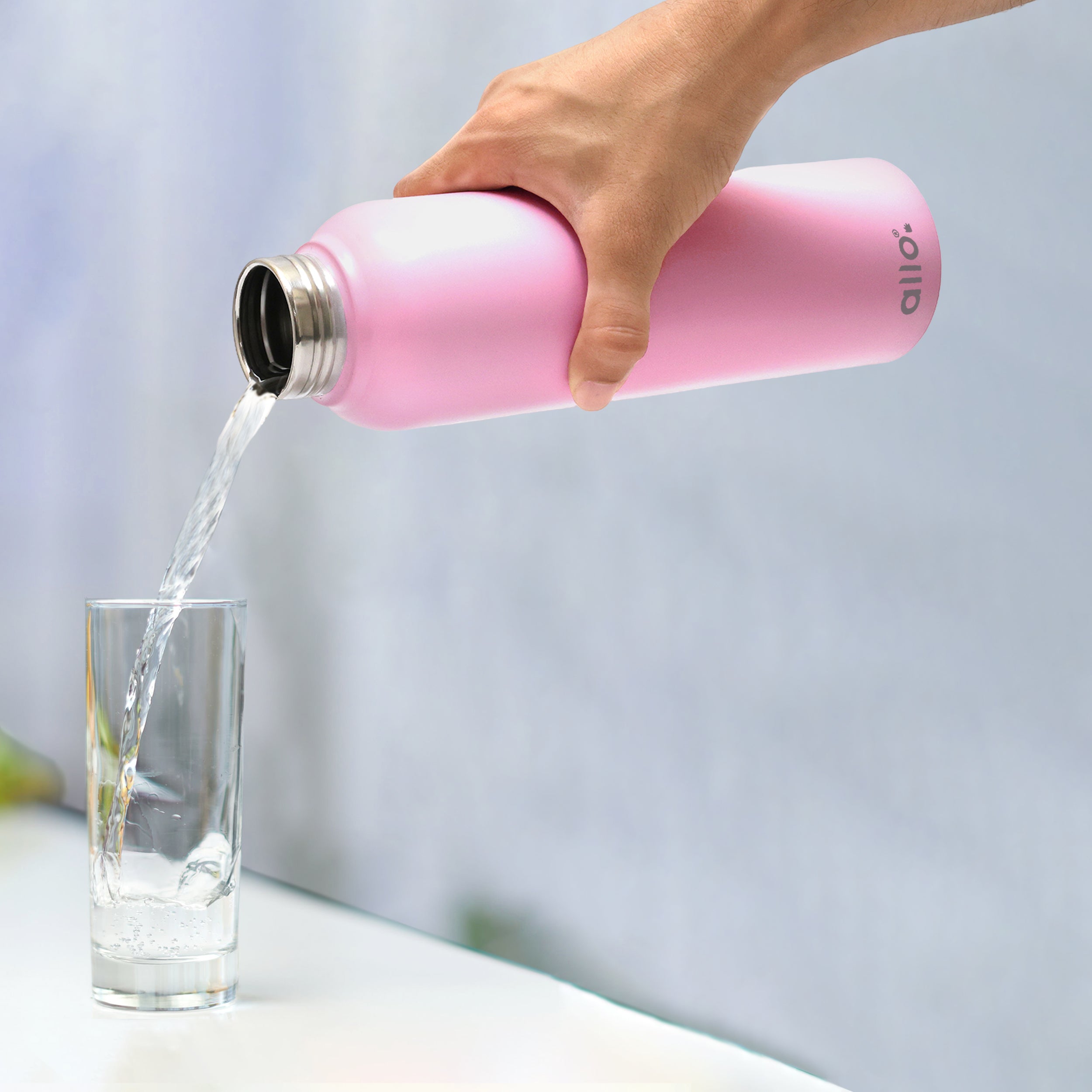 Allo Stainless Steel Water Bottle For Adults, Kids 0.95 Litre Water Bottles For School, Office, Sports, Gym 950ML Water Bottle For Men And Women, Pack Of 2 | Leak Proof & Bpa Free, Pink Steel Cap