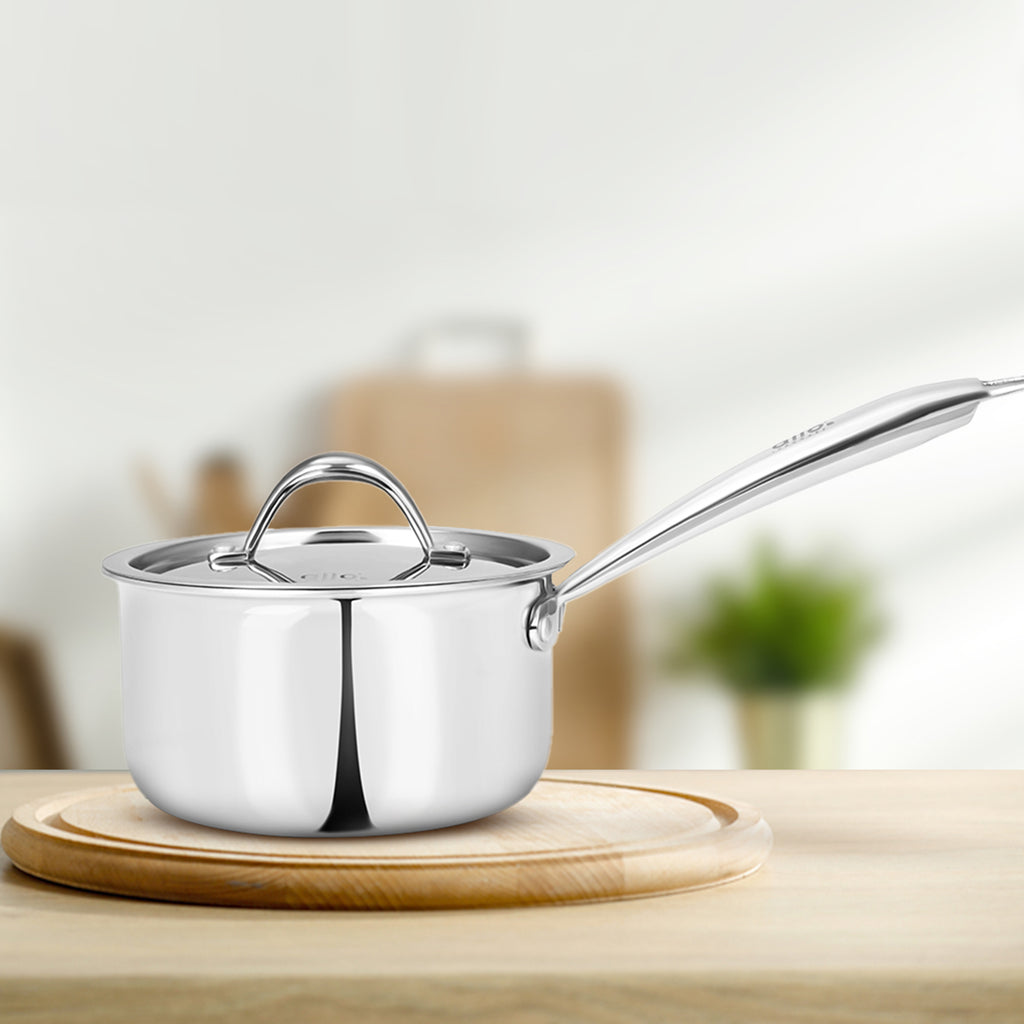 3.3L Allo CookSafe TriPly Sauce pan | Stainless Steel | With Stainless Steel Lid | Induction Friendly | 20 cm