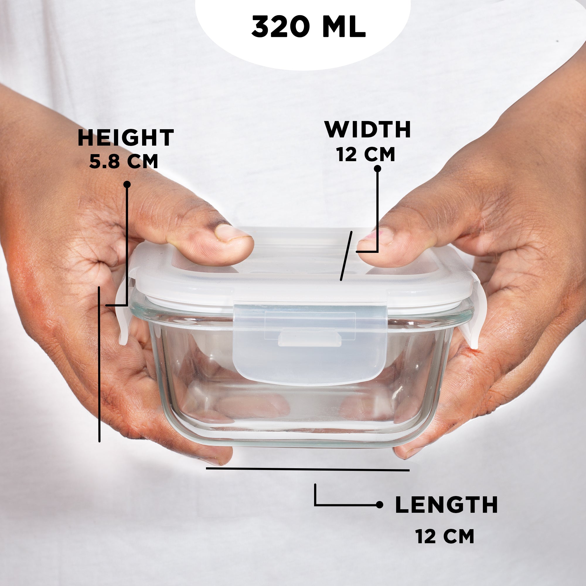 Allo Food Safe Glass Lunch Box, 450°C Microwave Safe Lunch Box, Borosilicate Glass Tiffin for office with Denim grey Tiffin Bag, Set of 3, 320ml x 3, square