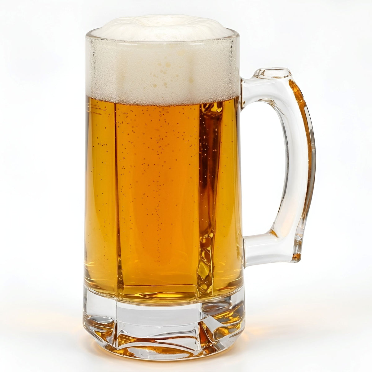 Allo Beer Mug And Drinking Glass Mugs, Set Of 2, 390 ml Each, Serves Beer, Juice, Mocktail, Alcohol, Cocktail, Drinking Glass With Handle, Fluted Glass | Gift Set Packaging | Transparent Crystal Cut