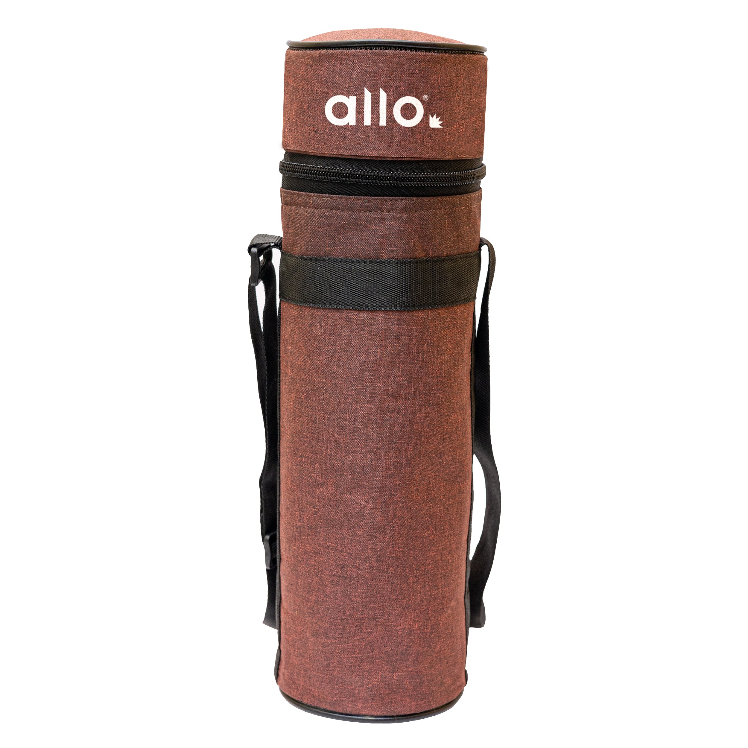 Allo Polyester Thermal Insulated 1L Bottle Cover – Water-Proof Modern Carrier Sleeve with Adjustable Shoulder Handle & Zipper Closure for Travel, Hiking, Office & School, WINE RED