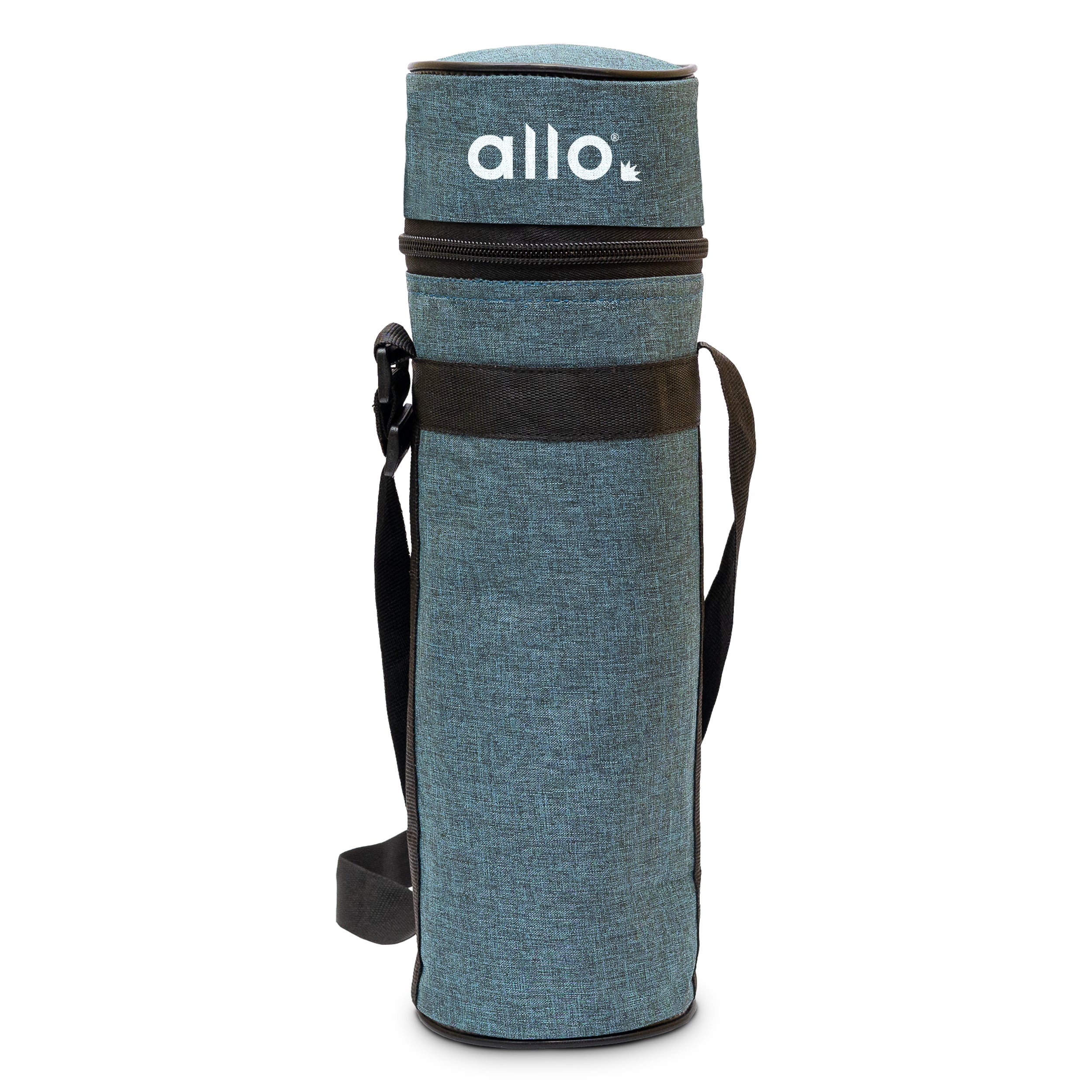 Allo Polyester Thermal Insulated 1L Bottle Cover – Water-Proof Modern Carrier Sleeve with Adjustable Shoulder Handle & Zipper Closure for Travel, Hiking, Office & School, Persian Blue