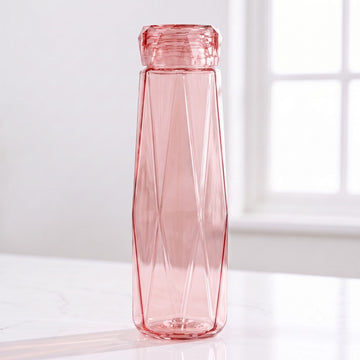 Allo Glass Water Bottle For Women & Men, 450 ml, Aesthetic H2O Bottles For Drinking Detox Water, Juice, Milk, Soda | 0.4 Ltr Bottle For Fridge, Storage, Home | Gift Set Packaging | Geometric Pink
