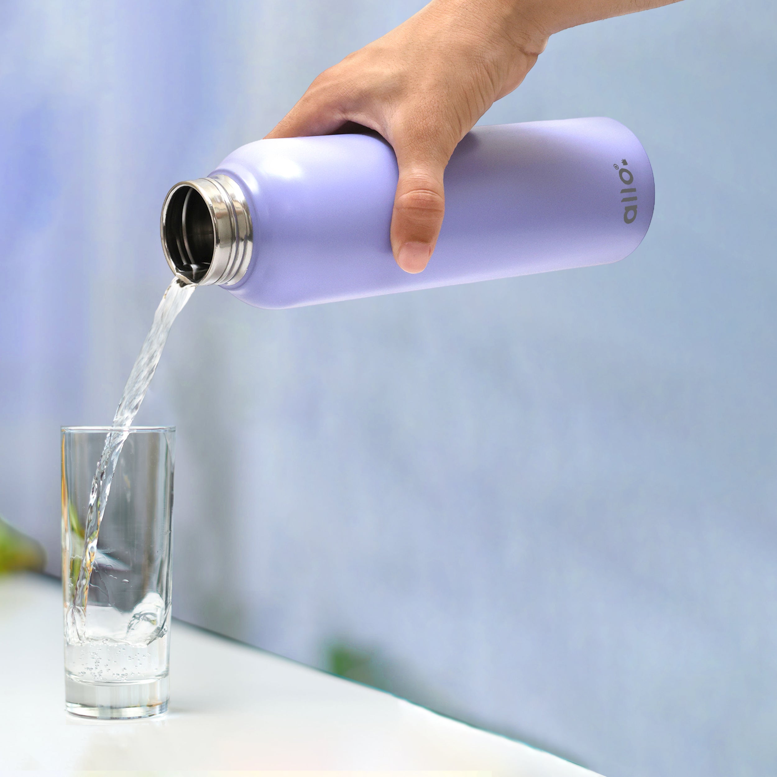 Allo Steel Water Bottles Stainless Steel Sipper Water Bottle for adults, kids 0.95 Litre Water Bottles for School, Office, Sports, Gym 950ML Water Bottle for Men and women, Lavender 950ml
