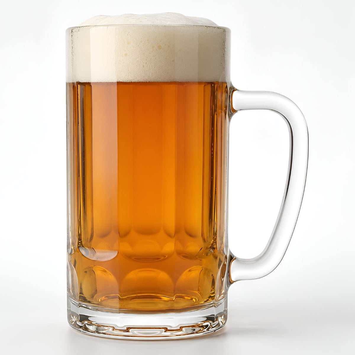 Allo Beer Mug And Drinking Glass Mugs, Set Of 2, 380 ml Each, Serves Beer, Juice, Mocktail, Alcohol, Cocktail, Drinking Glass With Handle, Fluted Glass | Gift Set Packaging | Transparent Tall Facet