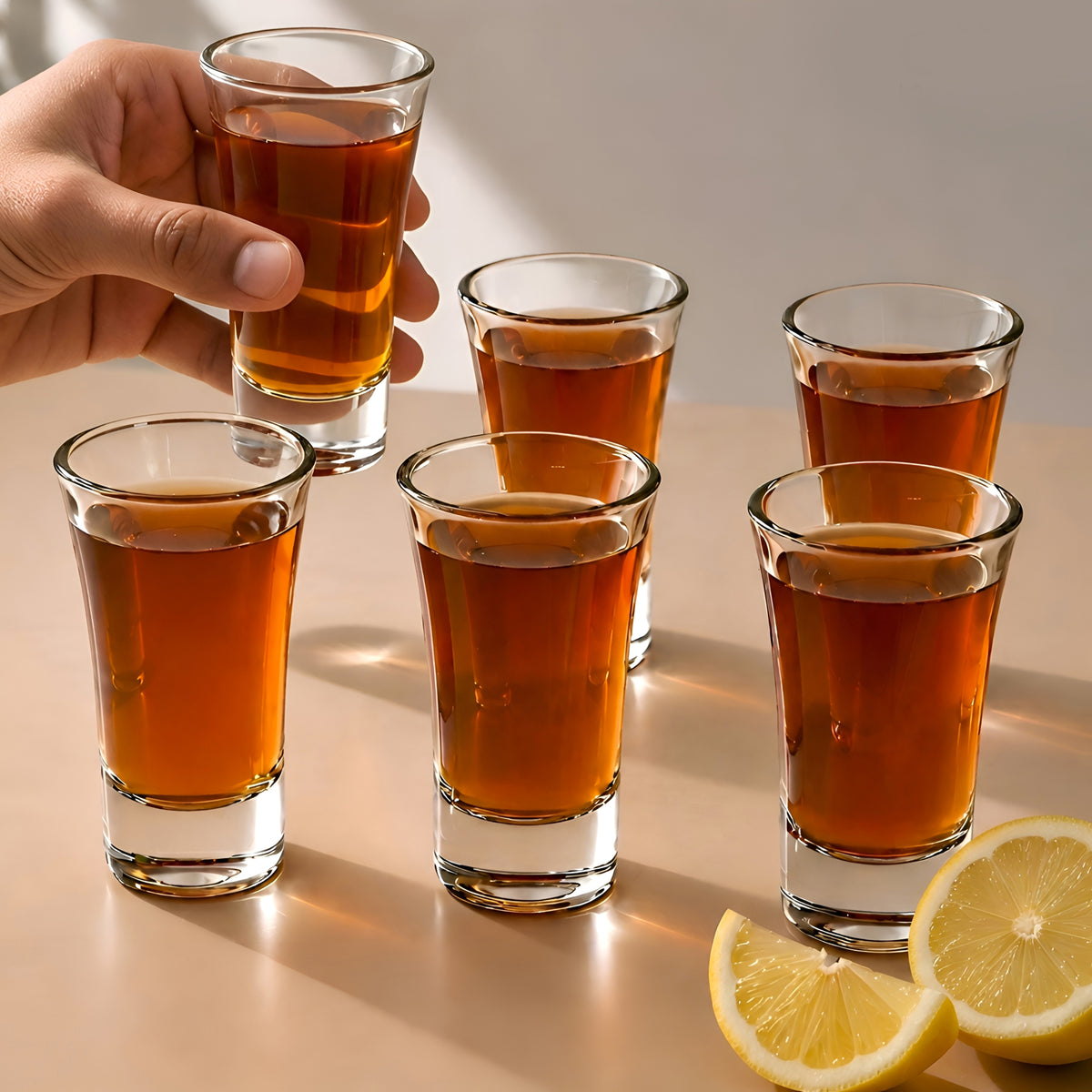 Allo Shot Glasses Set Of 6, 60 ml, Small Glass For Vodka, Tequila, Liquor, Wine, Party, Bar | Gift Set Packaging | Transparent | Tall Classic Shot Glass