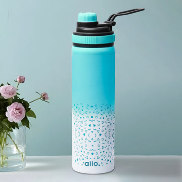 Allo Steel Water Bottles Stainless Steel Sipper Water Bottle for adults, kids 1 Litre Water Bottles for School, Office, Sports, Gym 1L Water Bottle for Men and women, Blue White 1000ml